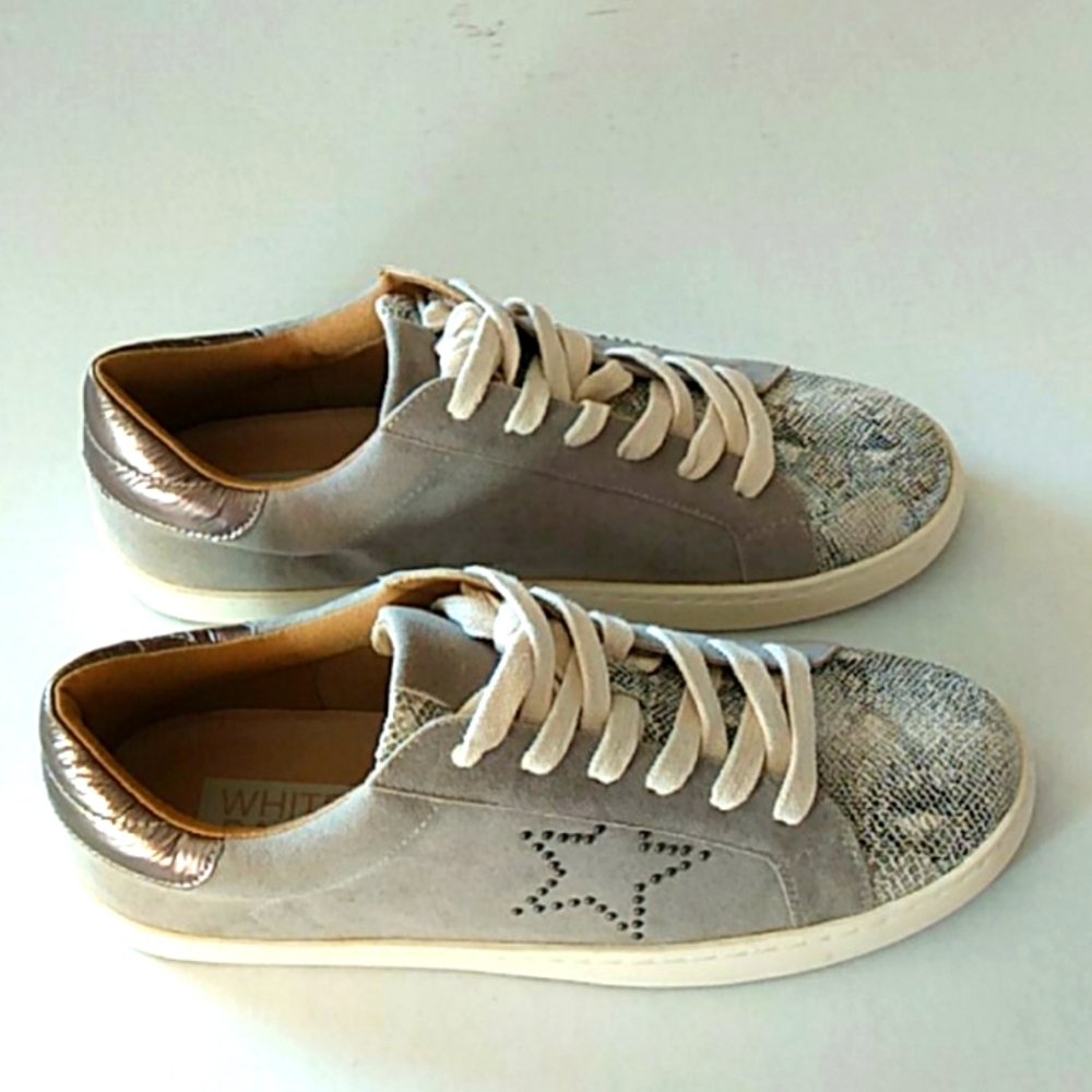 White Raven Faux Suede snake print Sneaker